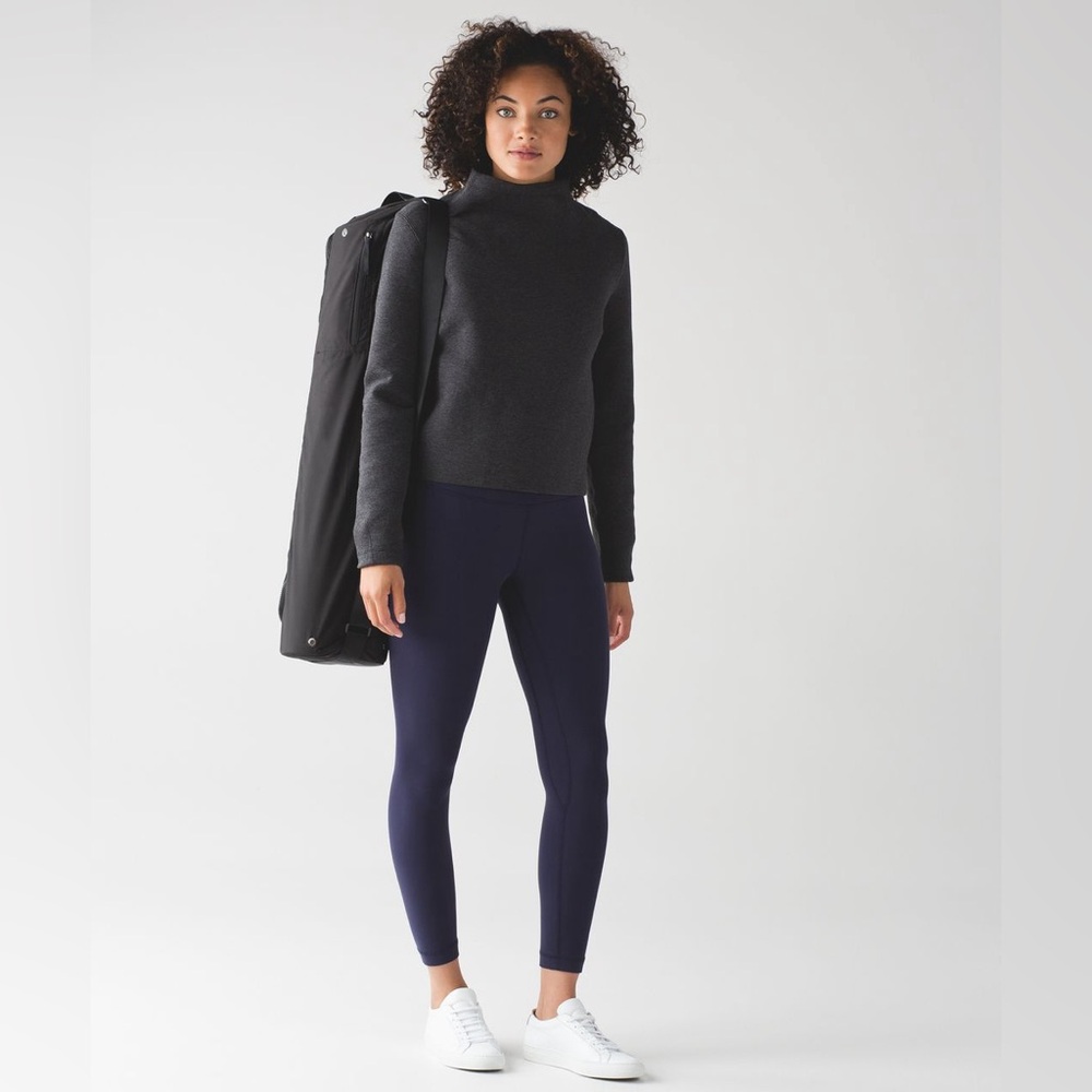 Lululemon City Bound turtleneck heathered black dark grey color spacer thick